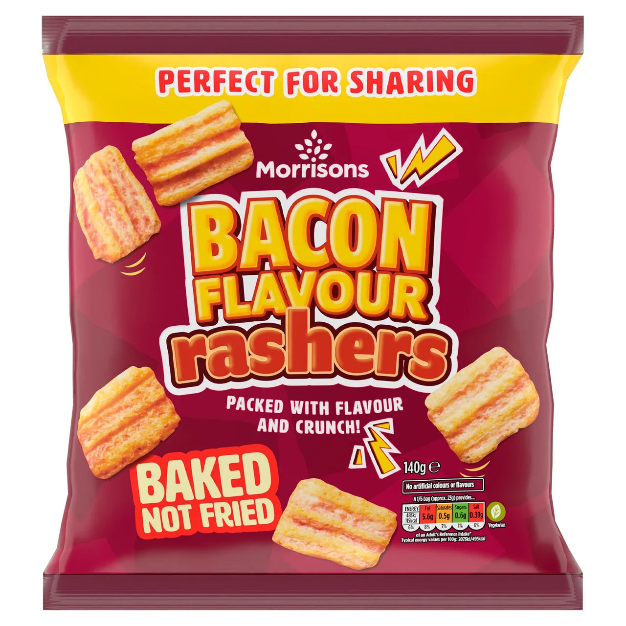Morrisons Bacon Rashers - crisps to share - 140g