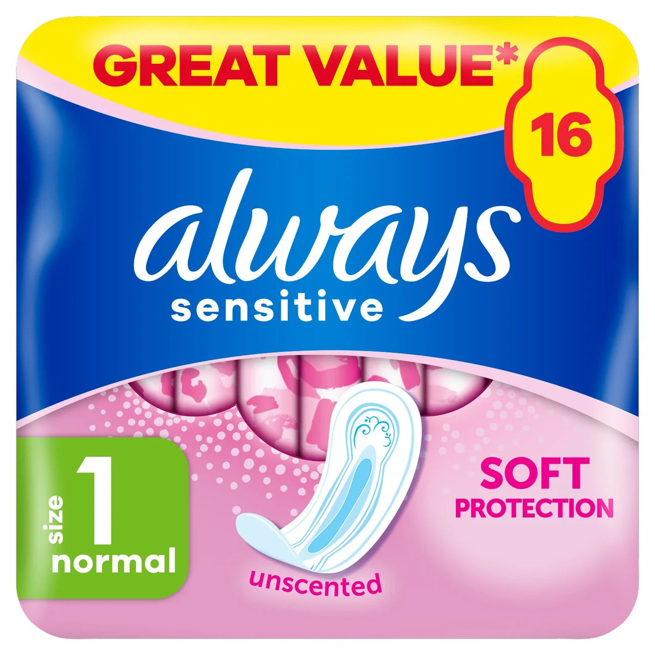 Always Sanitary Towels Sensitive Normal Size 1 x16