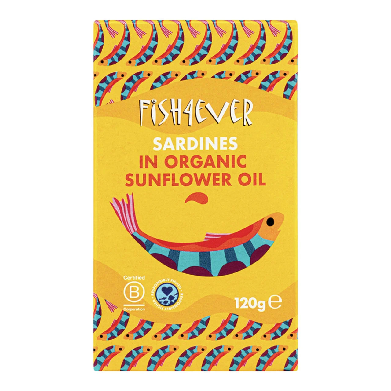 Fish 4 Ever Whole Sardines in Organic Sunflower Oil 120g