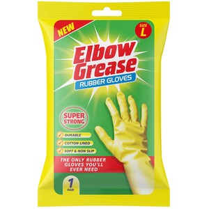 Elbow Grease Super Strong Rubber Gloves 75g- Size Large