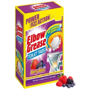 Elbow Grease Toilet Bowl Cleaner Tablets Fizz Action Tabs Berry Blast 10pk - White