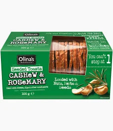 Olina's Bakehouse Seeded Toasts - Cashew & Rosemary 100G