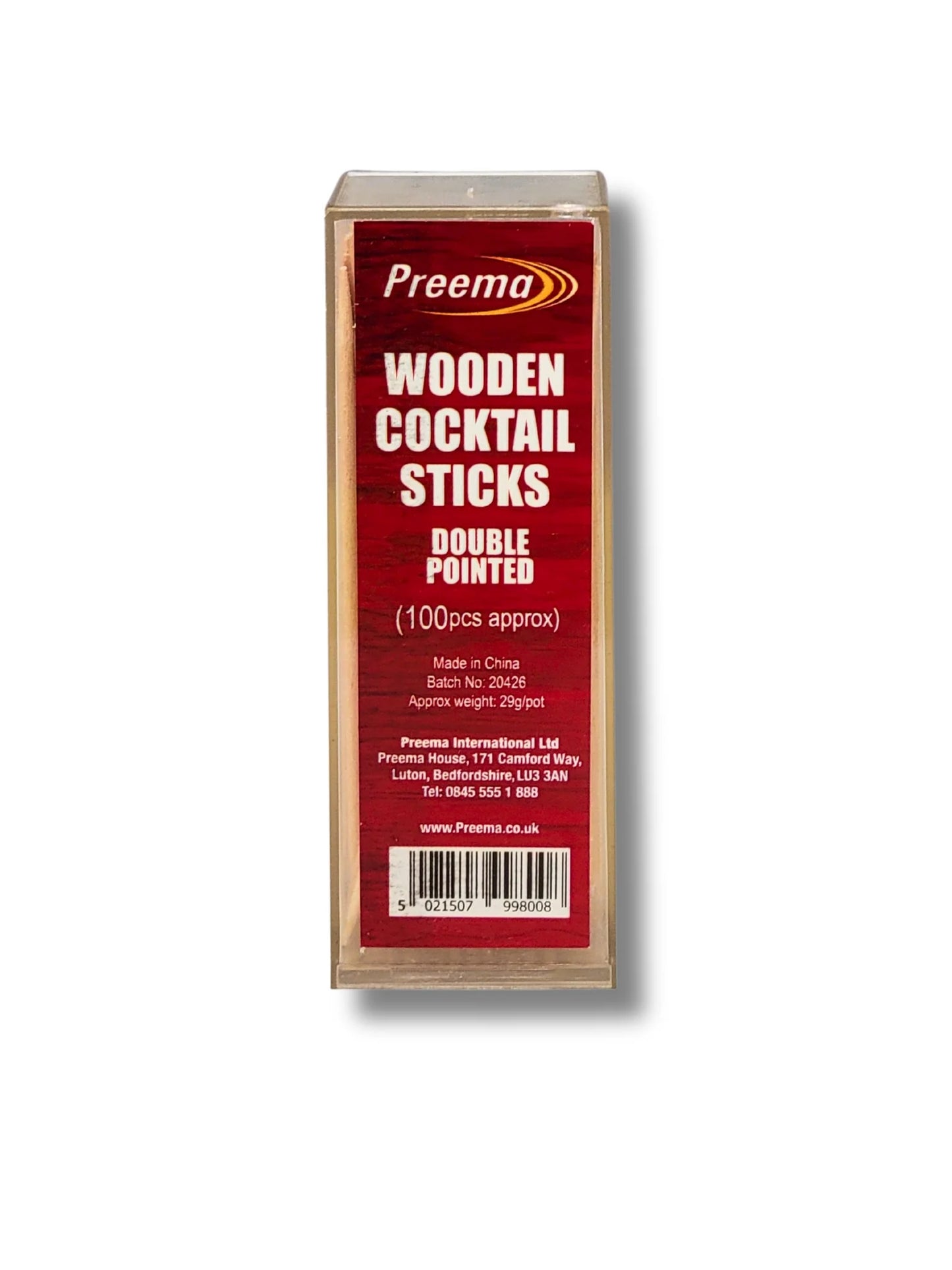 Preema Wooden Double Pointed Cocktail Sticks 100Pcs