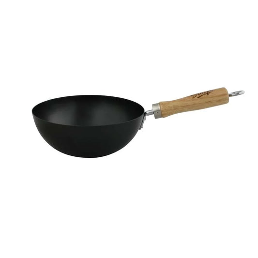 Small Non Stick Carbon Steel Wok with wooden handle 8"/20cm