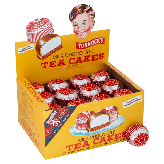 Tunnock's Milk Chocolate Tea Cakes 24g Full box of 36
