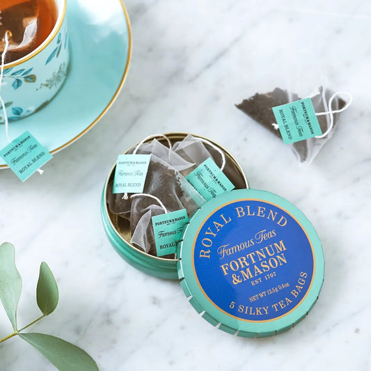 Fortnum & Mason Royal Blend Pocket Tin, 5 Whole Leaf Silky Tea Bags, 12.5g