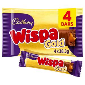 Cadbury Wispa Gold Chocolate Bar Multipack x4 153.2g