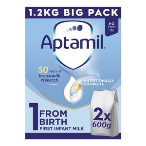Aptamil 1 First Infant Milk from Birth 2 x 600g (1.2kg) 1200g