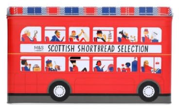 M&S Scottish Shortbread Selection, Collectible Red Double-Decker Bus Tin