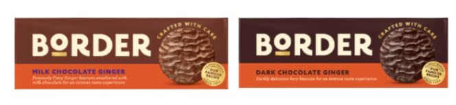 Border Biscuits Milk Chocolate Ginger 135g & Dark Chocolate Gingers 135g