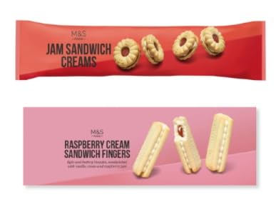 M&S Jam Sandwich Creams and Raspberry Cream Sandwich Fingers, Biscuit Variety Pack