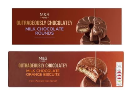 M&S Food Outrageously Chocolatey Milk Chocolate Rounds and Orange Biscuits