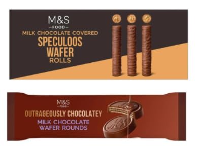 M&S Food Milk Chocolate Covered Speculoos Wafer Rolls and Outrageously Chocolatey Milk Chocolate Wafer Rounds