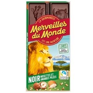 Merveilles Du Monde Tablette de Chocolat Noir Noisettes et Amandes Pilées 1 pièce 100g