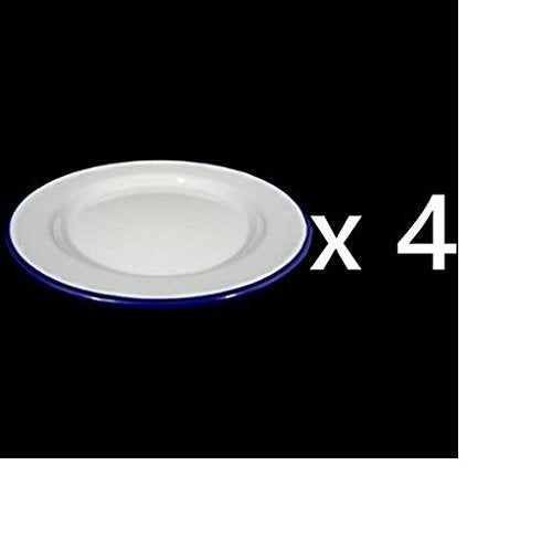 Set of 4 Traditional Falcon White Enamel Dinner Plate Roasting Baking (20cm) by Falcon