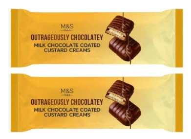 M&S Food Outrageously Chocolatey Milk Chocolate Coated Custard Creams, Pack of 2
