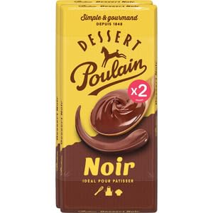 Poulain Dessert Noir Dark Chocolate Bars for Baking, 2 Pack