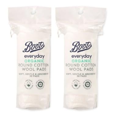 Boots Everyday Organic Round Cotton Wool Pads 50 pads, Pack of 2