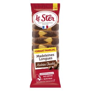 Le Ster Madeleines Longues Marbrées Chocolat, Family Format, Fresh Eggs, French Wheat
