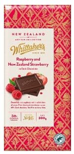 Whittaker's Raspberry and New Zealand Strawberry in Dark Chocolate, 50% Cocoa, 100g
