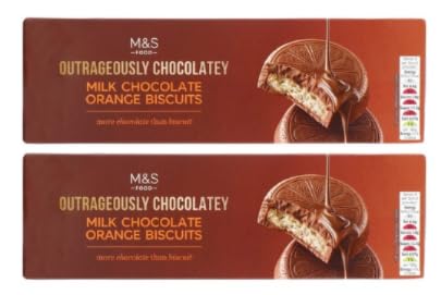 M&S Food Outrageously Chocolatey Milk Chocolate Orange Biscuits, Pack of 2