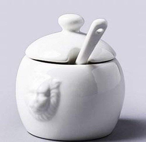 Porcelain Mustard Pot with Spoon - Dishwasher Safe !