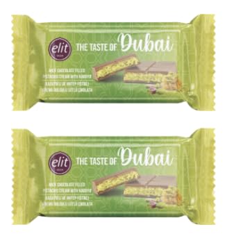 Elit The Taste of Dubai Milk Chocolate Bar, Filled with Pistachio Cream and Kadayif, Pack of 2