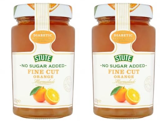 Stute No Sugar Added Fine Cut Orange Marmalade, for Diabetic Requirements, 2 Jars