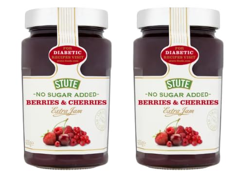 Stute No Sugar Added Berries & Cherries Extra Jam, Pack of 2
