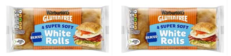 Warburtons Gluten Free Super Soft Sliced White Rolls, Wheat Free - Pack of 2