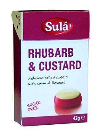 Sula | Rhubarb & Custard Sweets - Sugar Free | 4 x 42g
