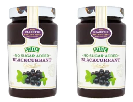 Stute No Sugar Added Blackcurrant Extra Jam, Pack of 2