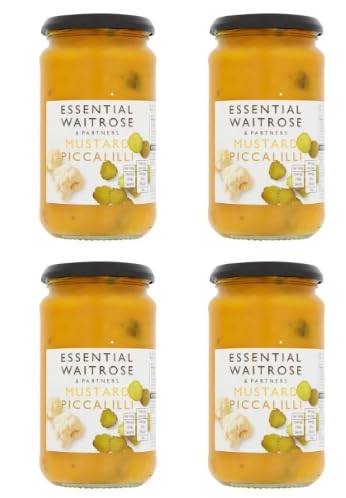Essential Waitrose Mustard Piccalilli, Classic Condiment, Glass Jar, Pack of 4