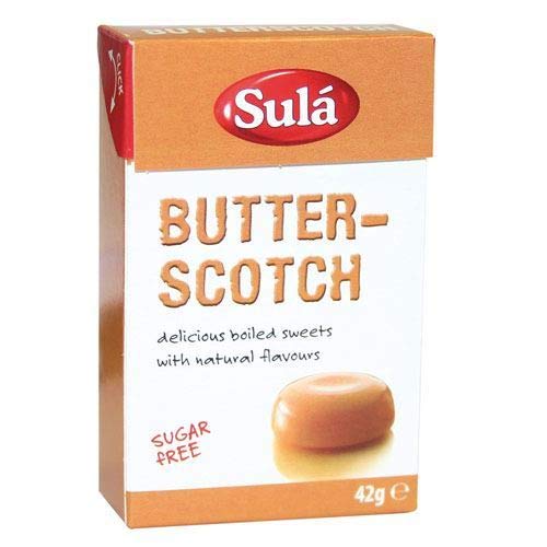 Sula | Butterscotch Sweets - Sugar Free | 4 x 42g