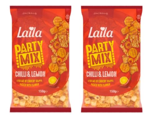 Laila Party Mix Chilli & Lemon, Crunchy Shapes Snack, Pack of 2