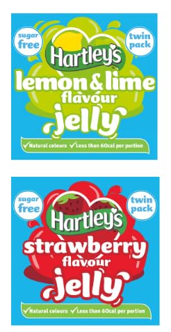 Hartley's Sugar Free Jelly Twin Pack, Lemon & Lime and Strawberry Flavour, Natural Colours