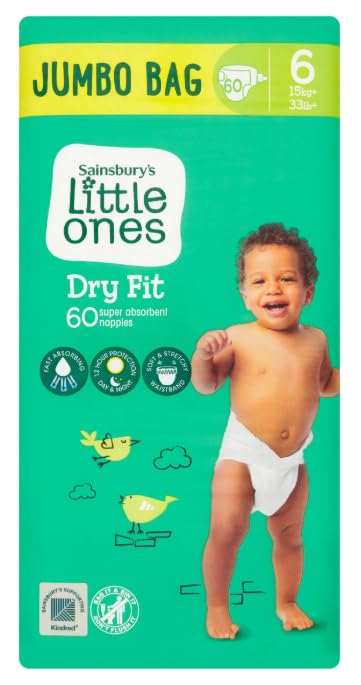Sainsbury's Little Ones Dry Fit Size 6 Jumbo 60 Nappies - (Pack of 6)
