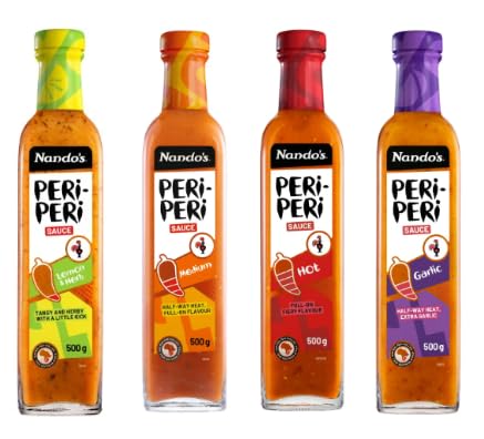 Nando's Peri-Peri Sauce Variety Pack, Lemon & Herb, Medium, Hot and Garlic, 500g