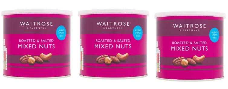 Waitrose Roasted & Salted Mixed Nuts Can 300g, Pack of 3