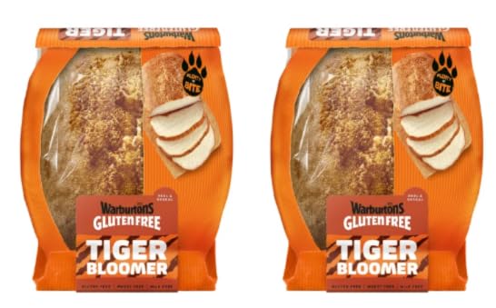 Warburtons Gluten Free Tiger Bloomer, Wheat Free, Milk Free, Sliced Bread Loaf - Pack of 2