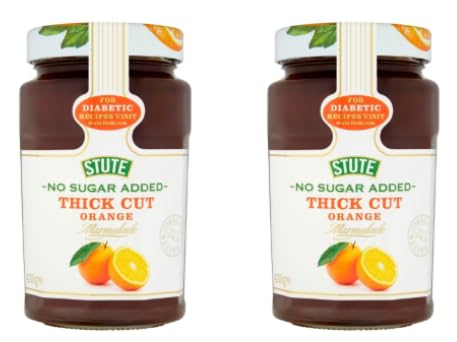 Stute No Sugar Added Thick Cut Orange Marmalade, for Diabetic Recipes, 2 Jars