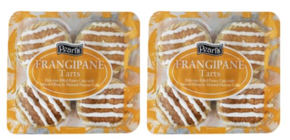 Pearl's Frangipane Tarts, Filled Pastry Case with Apricot Filling & Almond Flavour Cake, 2 Pack