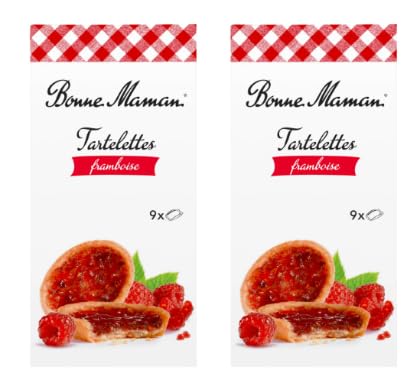 Bonne Maman Tartelettes Framboise, Raspberry Jam Filled Pastry Tarts - Pack of 2