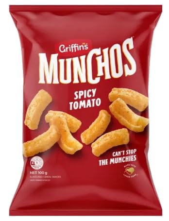 Griffin's Munchos Spicy Tomato Flavoured Cereal Snacks, 100g