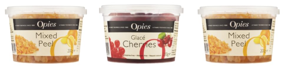 Opies Mixed Peel (x2) and Glacé Cherries (x1) - (Pack of 3)