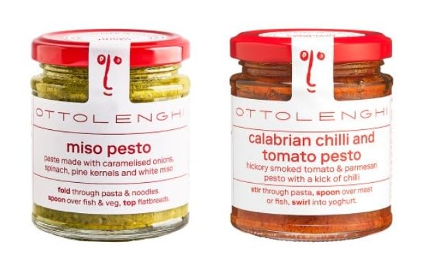 Ottolenghi Miso Pesto and Calabrian Chilli and Tomato Pesto, Pasta Sauce, Set of 2 Jars