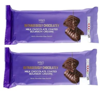 M&S Outrageously Chocolatey Milk Chocolate Coated Bourbon Creams, Pack of 2