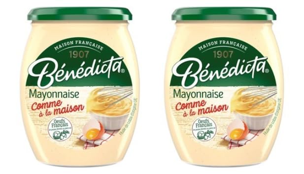 Bénédicta Mayonnaise Comme à la Maison, French Recipe, Made with French Eggs, Jar - Pack of 2
