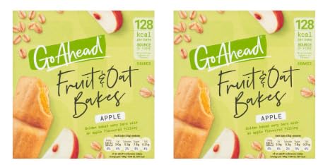 Go Ahead Fruit & Oat Bakes, Apple Flavour, Golden Baked Snack Bars.