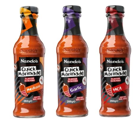 Nando's Quick Marinade, Medium, Garlic and Hot Varieties